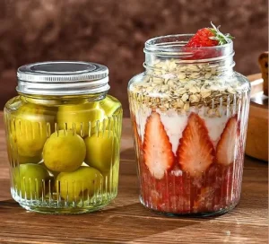 Glass Storage Jars 150ml 250ml 380ml 500ml with Acacia Wood Lid for Pickles and Food Storage