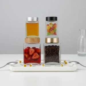 Glass Storage Jars with Lids, 180ml 360ml