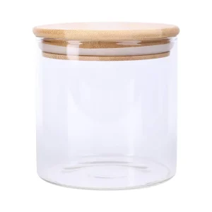 Glass Storage Jars with Sealed Bamboo Lids for Food Storage and Serving