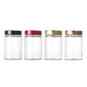 Glass Storage Packaging With Airtight Metal Lid Glass Food Storage Jar With Labels Clear Kitchen Container