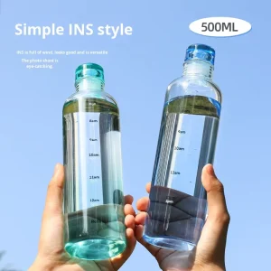 Glass Water Bottle with Cover, No Filter, Large Capacity, Time Scale, for Outdoor Sports