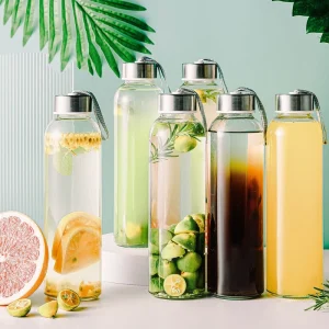 Glass Water Bottles 500ml 750ml 1000ml for Tequila Beverage Juice with Food Grade Lid