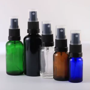 Glass Water Mist Spray Bottles Empty Clear Black Amber Blue in 5ml 10ml 15ml 20ml 30ml 50ml 100ml Sizes
