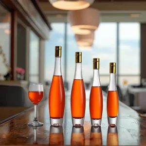 Glass Wine Bottle with Cork Lid 12oz 200ml 375ml 500ml 750ml Screen Printing for Sparkling Wine Juice Tequila