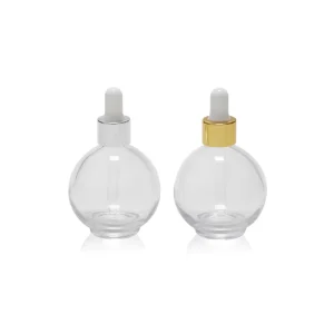 Globe-Shaped Glass Dropper Bottles with Colorful Dropper Lids for Skincare Liquids Fragrance and Cosmetics