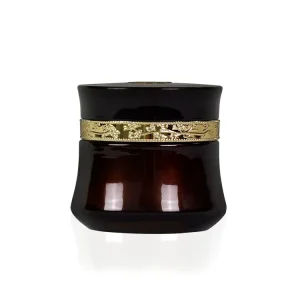 Gold Black Matte Cosmetic Glass Jar 2oz 50g with Aluminum Screw Lid