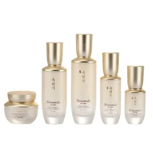 Gold Glass Skincare Containers with Radian Bottles and Jars