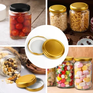 Gold Twist-Off Metal Lug Caps for Glass Jars and Bottles, 43 mm, 58 mm, 63 mm, 66 mm, 70 mm, 82 mm