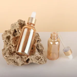 Golden Glass Dropper Bottles 5ml 10ml 15ml 30ml 50ml 100ml Essential Oil Packaging with Matte Gold Cap
