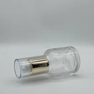 Golden Lotion Pump Round Shoulder Screw Glass Bottle Skin Care Product Packaging 20mm