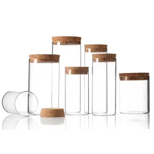 Good Quality Different Sizes High Borosilicate Glass Food Container Glass Food Storage Jar with Cork Lid