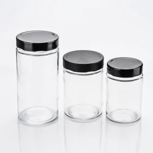 Good Quality Luxury Empty Straight Round Food Storage Glass Honey Pickle Glass Jar with Deep Lid