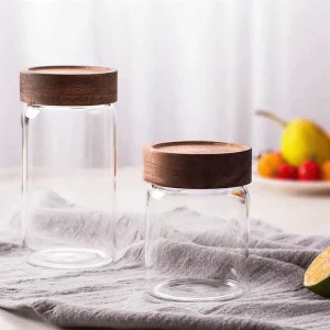 Good Quality Promotional Multi Functional Wooden Lid Glass Bottle with Multiple Sizes for Kitchen Storage Glass Glasses