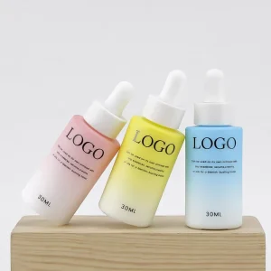 Gradient 30ml Cylinder Opal Glass Bottle Packaging With Dropper Cap for Luxury Cosmetic Skincare Packaging