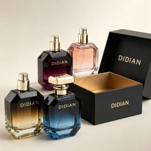 Gradient Black Rectangle Glass Perfume Bottle 30ml, 50ml, and 100ml with Golden Cap