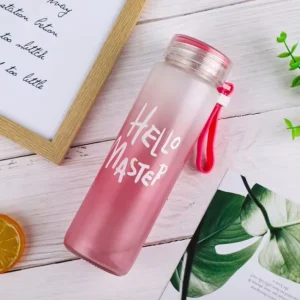 Gradient Color Portable Reusable High-Borosilicate Frosted Glass Travel Water Bottle