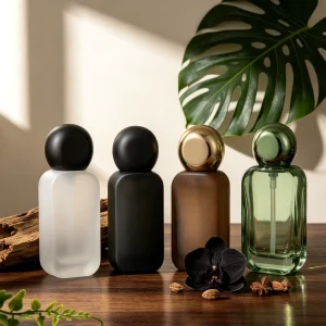 Gradient Orange Clear Frosted White Translucent Black Glass Cosmetic Bottle and Jar Set
