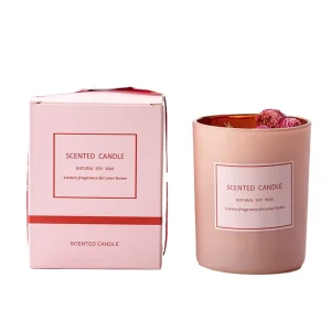 Gradient Pink Pillar Glass Jar Romantic Valentine’s Day Soy Wax Eco-Friendly Scented Candle for Birthdays and Weddings