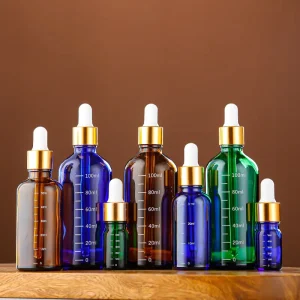 Graduated Light-Resistant Colored Glass Essential Oil Dropper Bottles 5ml 10ml 15ml 20ml 30ml 50ml 100ml