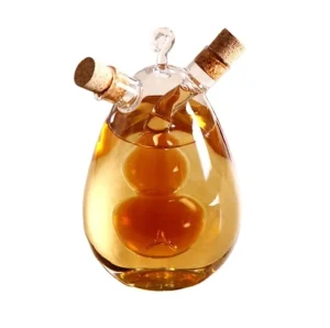 Grape-Shaped High Borosilicate Glass Oil and Vinegar Bottle with Lid and Double Outlet