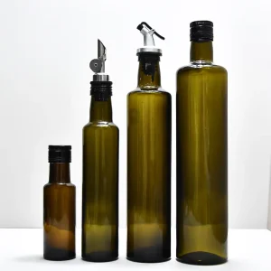 Green Dorica Glass Olive Oil Bottle with Easy-Pour Spout 250ml, 500ml, 750ml