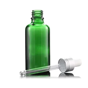 Green Empty Glass Essential Oil Dropper Bottle 5ml 10ml 15ml 20ml 30ml 50ml 100ml with Aluminum Cap