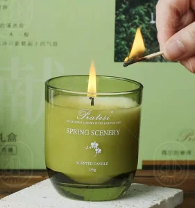Green Glass Bottle Reed Diffuser Set 135g Soy Wax Scented Candle Home Fragrance Set