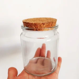 Green Glass Bottle with Cork Top, 100ml 200ml, Airtight Container