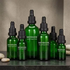 Green Glass Dropper Bottle Serum Packaging Essential Oil Dropper Bottle Cosmetic Pipette Bottle for Skincare