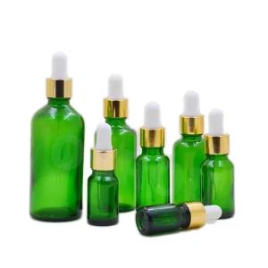 Green Glass Dropper Bottles, 10ml to 100ml, for Perfume, Cosmetics, and Liquid Oil