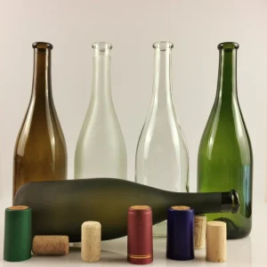 Green Glass Grape Wine Bottle, 375ml, Long Neck