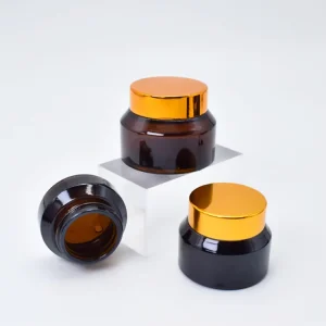 Green Glass Slanted Shoulder Cosmetic Face Eye Hand Cream Packaging Empty Round 15g 30g 50g 100g Luxury Glass Jars For Balm
