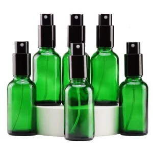 Green Glass Spray Bottle 30ml with Aluminum Fine Mist Sprayer for Essential Oil Blends and Cosmetic Toner