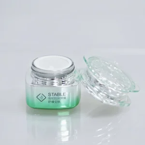 Green Gradient Square Glass Cosmetic Cream Jar 120ml 100ml 40ml 50g