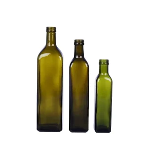 Green Square Olive Oil Glass Bottle
