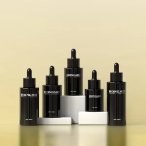 HONGMO Glass Black Dropper Bottle 20ml 30ml 40ml 50ml 60ml Glass Bottle for Essential Oil Hair Oil
