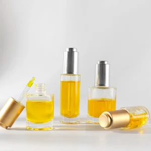 HOPECK 30 50ML Clear Essential Oil Serum Glass Bottles Cylinder 18 415 Collar Pipette Dropper for Skin Care Seven Days Sample