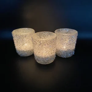 Hand-Blown Round Glass Candle Jar with Creative Design