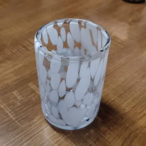 Hand-Blown Spotted Glass Candle Vessel with Leopard Pattern