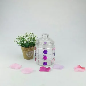 Hand-Painted Clear Glass Storage Jar with Glass Lid, 280ml, for Food Storage