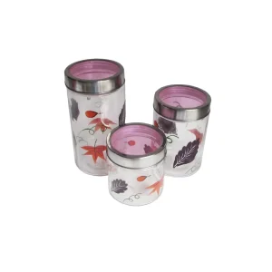 Hand Painted Round Shape Food Grade Glass Storage Jars with Plastic Lids and Cover