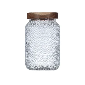Handmade 250ml Glass Storage Jar with Wooden Lid for Food, Spices, or Skin Care Cream