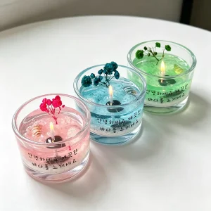 Handmade Gel Wax Aromatherapy Candle with Ocean Theme in Glass Jar