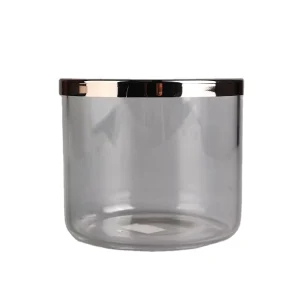Handmade Large Clear Glass Candle Jar Holder with Rose Gold or Silver Metal Lid