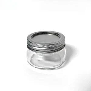 Handmade Mini Wide Mouth Glass Jar with Metal Lid for Jam, Jelly, Honey, Sugar and Candy Storage