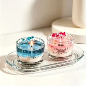 Handmade Modern Art Soy Wax Ocean Scented Aromatherapy Pillar Candle