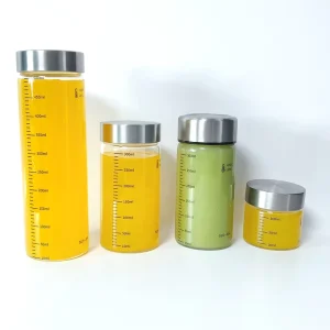 Heat-Resistant Borosilicate Glass Juice Bottle Drinking Jar Containers with Sealed Lids for Tea Kombucha Smoothie Milk