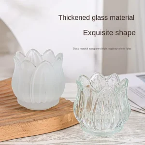 Heat Resistant Borosilicate Glass Tulip Electroplated Candlestick Holder for Fragrance Candles Wedding Christmas