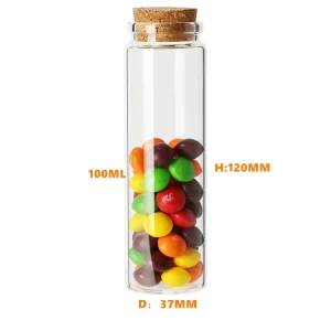 Heat-Resistant Clear Food-Grade Glass Jar with Cork Lid for Tea, Spices, Medicine, and Candies