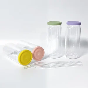 Heat-Resistant Glass Beverage Bottle with Silicone Lid and Straw for Coffee, Tea, Milk, and Juice